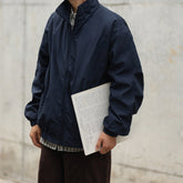 Unisex Jacket Vintage Waterproof Jacket for Men Loose Stand Collar Coat